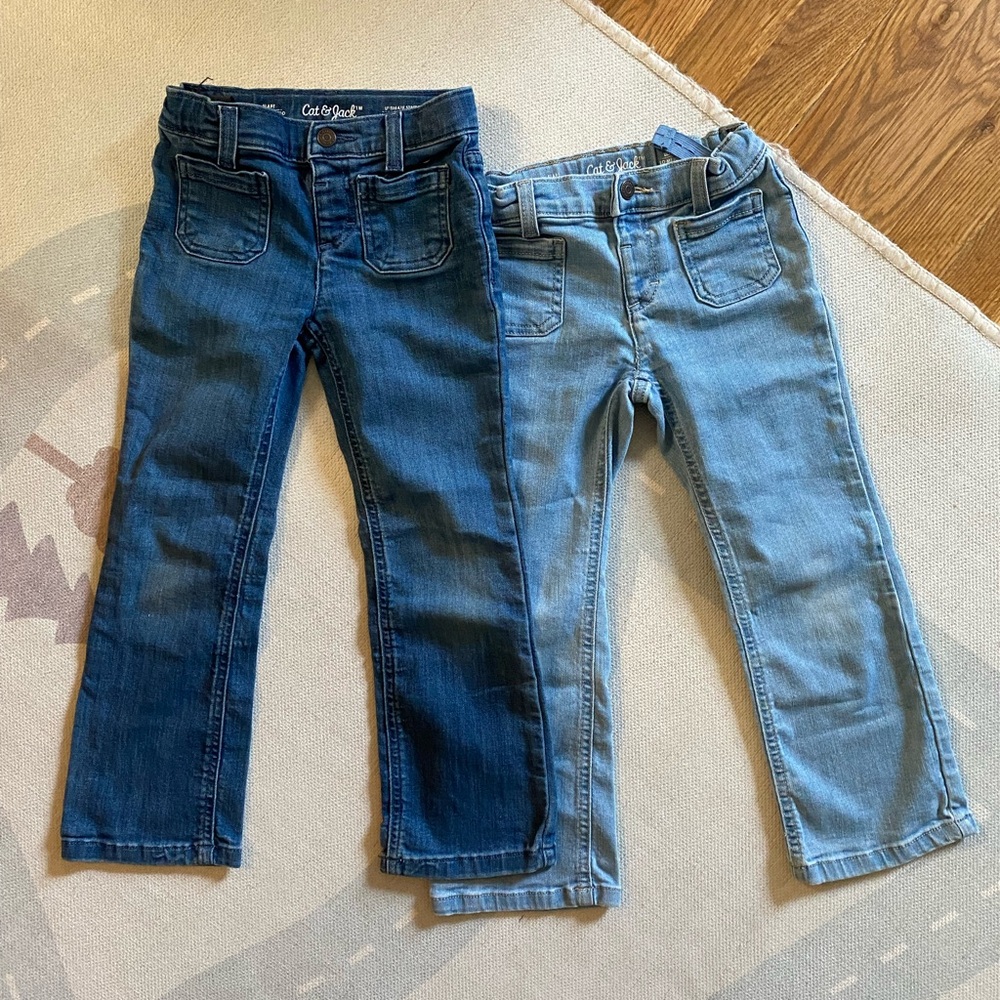 Cat & Jack Kids' Denim Jeans Set - Dark Blue and Light Blue Flare